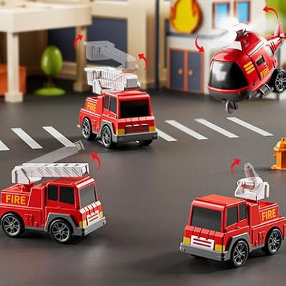 Truck Toys for 3 4 5 6 Years Old Boys, Toddler Car Toys for Toddler Boys Ages 3-5, Fire Toys Car Carrier Vehicle Toy Set, Kids Toys Truck Set for Age 3-9