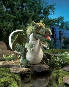Folkmanis Baby Dragon Hand Puppet, Green, White