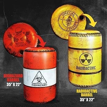 4 Barrels Inflatables, Compatible with Nerf, Laser tag, Birthday Party Activities and Decoration.