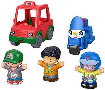 Fisher-Price Little People Share & Care Vehicle Gift Set with Police Motorcycle and Pizza Delivery Car