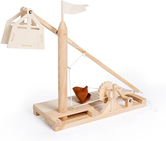 Fat Brain Toys Leonardo da Vinci Trebuchet - Wooden Engineering Kit for Teens