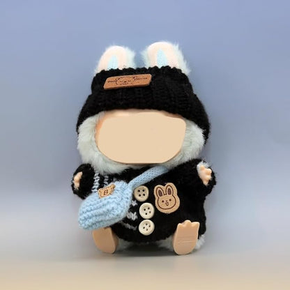 (2 Pack) XMBYGY Doll Clothes for Labubu (for Standing/Sitting 17/15cm Doll)(NO Doll)- Multiple Style Accessories Clothes for Dolls Outfit Included Clothing+ Hat+ Shoulder Bag for Girl Woman