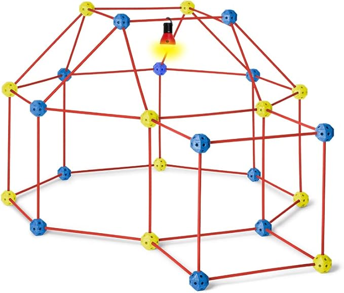 Fort Building Kit for Kids | 90 Pieces Educational Learning Toy and Creative Fort Toy for 5 Years and up STEM Building Toys DIY Castles Play Tent for Both Indoor and Outdoor