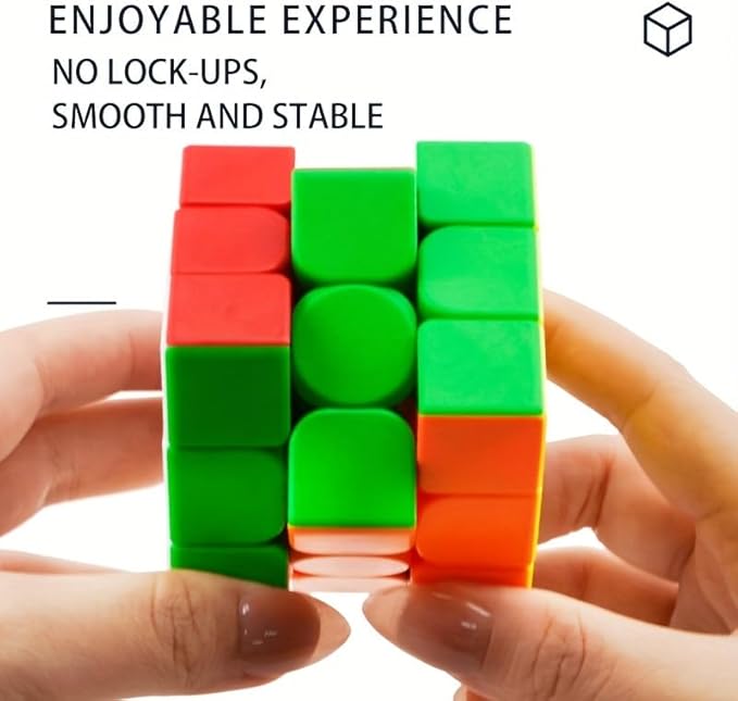 Speed Cube 3x3 Stickerless Smooth Turning Puzzle Box 56MM/2.2inch Educational Magic Cubes for Beginners Keeping Kids Busy Fidget Toy for Adults Colorful Design Gift Exercise Hand-Eye Coordination