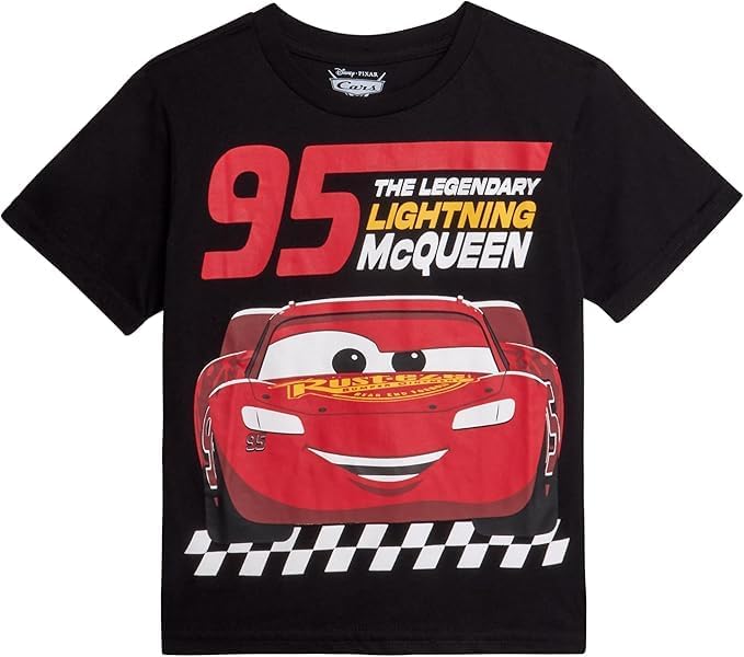 Disney Cars Toy Story Boys Shirts - 2 Pack Lightning McQueen Buzz Lightyear Short Sleeve Boys Tees for Toddler and Little Boy