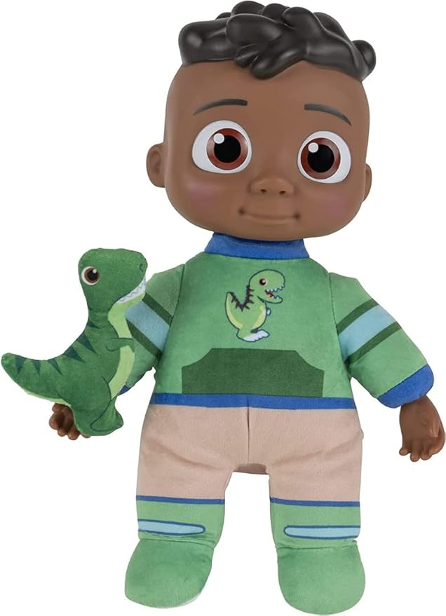 Cocomelon Official My Friend Cody with Dinosaur Plush - Plays ‘Cody’s Special Dinosaur Day’ Song Clips - Press Tummy for Music and Phrases - Toys for Preschoolers