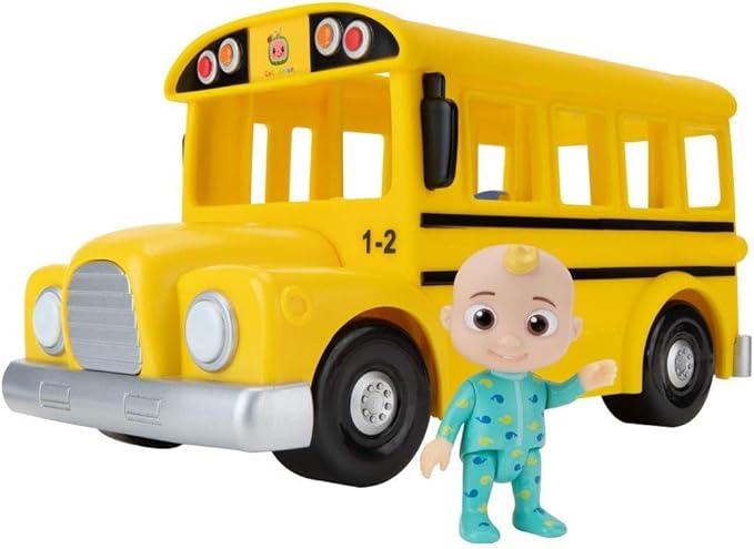 CoComelon Official Musical Yellow School Bus, Plays Clips from ‘Wheels on The Bus,’ Featuring Removable JJ Figure – Character Toys for Babies, Toddlers, and Kids
