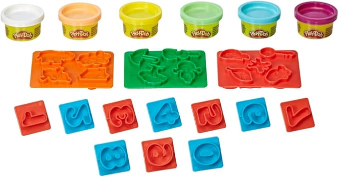 Hasbro Play-Doh Fundamentals - 10 Numbers plus Multiple Shape Stamper Tools plus 6 Colors of Play-Doh
