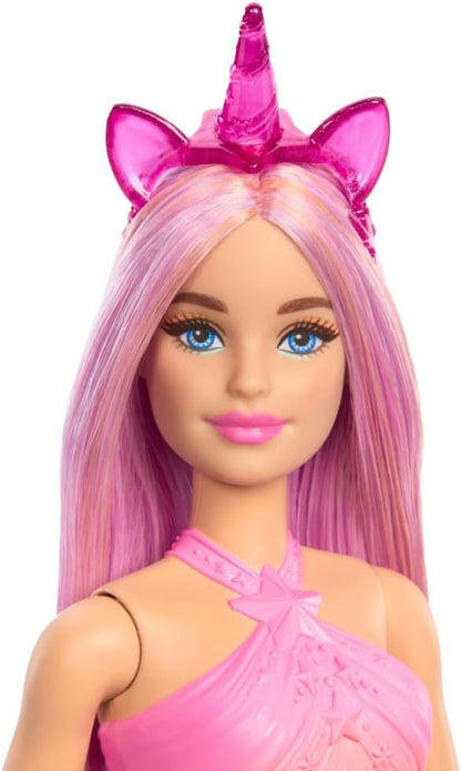 Barbie Unicorn Doll with Pink Fantasy Hair, Colorful Outfit & Unicorn-Themed Accessories