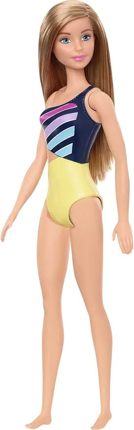 Barbie Doll, Blonde, Wearing Colorful Cut-Out Swimsuit, for Kids 3 to 7 Years Old