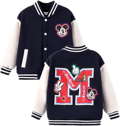 Disney Minnie Mickey Stitch Princess Frozen Elsa Marvel Jacket Lightweight Coat Button up Color Block Sweatshirt 2-14 Years