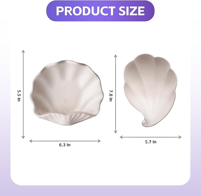 Glizma Casting Powder Kit 2 Sets 4 Shell Decorative Bowls, Home Decor DIY Beginners Craft Kits Adults, Couples/Girls Date Night Painting Kit/Family Activites, Gift for Teens, Adults, Seniors