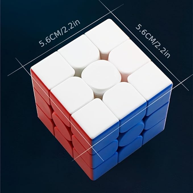 Speed Cube 3x3 Stickerless Smooth Turning Puzzle Box 56MM/2.2inch Educational Magic Cubes for Beginners Keeping Kids Busy Fidget Toy for Adults Colorful Design Gift Exercise Hand-Eye Coordination