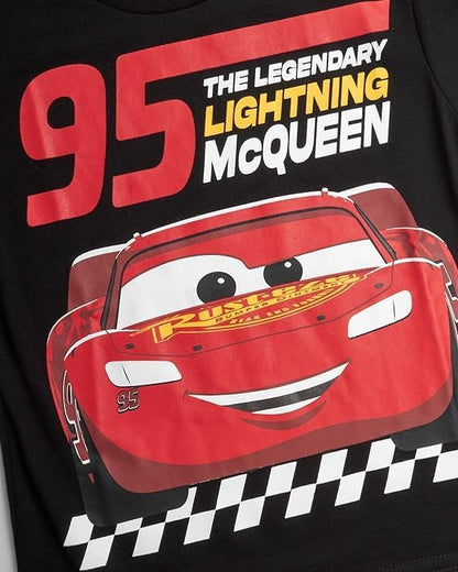 Disney Cars Toy Story Boys Shirts - 2 Pack Lightning McQueen Buzz Lightyear Short Sleeve Boys Tees for Toddler and Little Boy