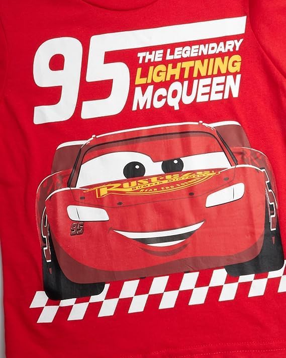 Disney Cars Toy Story Boys Shirts - 2 Pack Lightning McQueen Buzz Lightyear Short Sleeve Boys Tees for Toddler and Little Boy