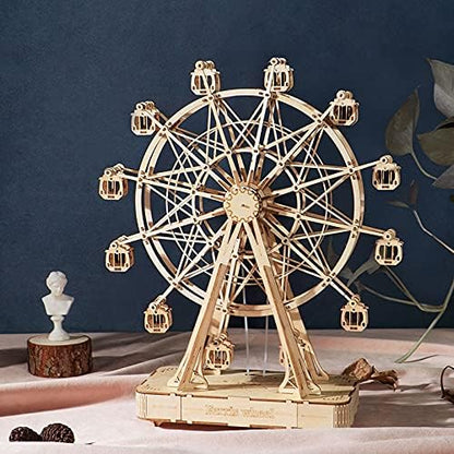 Rolife 3D Wooden Puzzle for Adults,Mechanical DIY Crafts Kits for Kids,Ferris Wheels Music Model Kits to Build,Brain Teaser Puzzles for Boys and Girls