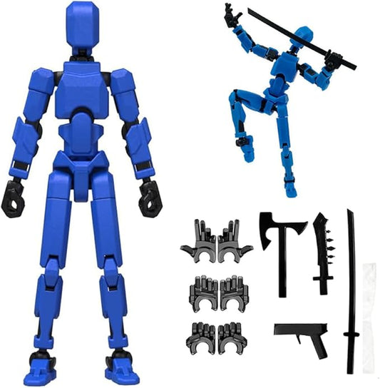 (Assembly Completed) Titan13 Action Figure Set,Upgrade Lucky Robot 13 Action Figures,3D Printed Multi-Jointed Movable,Nova 13 Action Figure for Collectors Desktop Decorations (Blue)