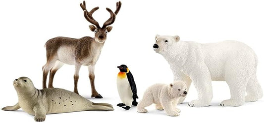 Schleich Wild Life – 5PC Arctic Animal Toy Playset with Reindeer, Polar Bear, Penguin, Seal and Arctic Fox Figurines – Realistic Animal Figures for Kids Ages 3+