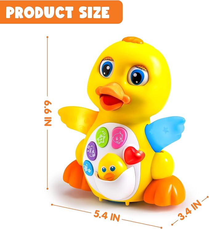 JOYIN Baby Toys Duck, Infant Dancing Crawling Musical Toys 18+ Months, Tummy Time Light Up Learning Duck with Music & Lights, Baby Easter Basket Stuffers Gifts