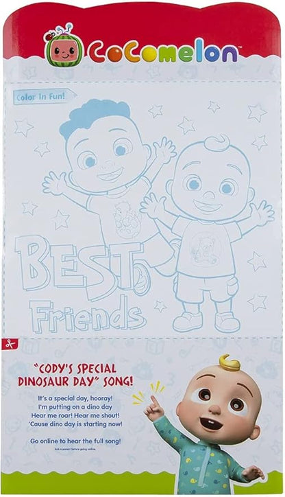 Cocomelon Official My Friend Cody with Dinosaur Plush - Plays ‘Cody’s Special Dinosaur Day’ Song Clips - Press Tummy for Music and Phrases - Toys for Preschoolers