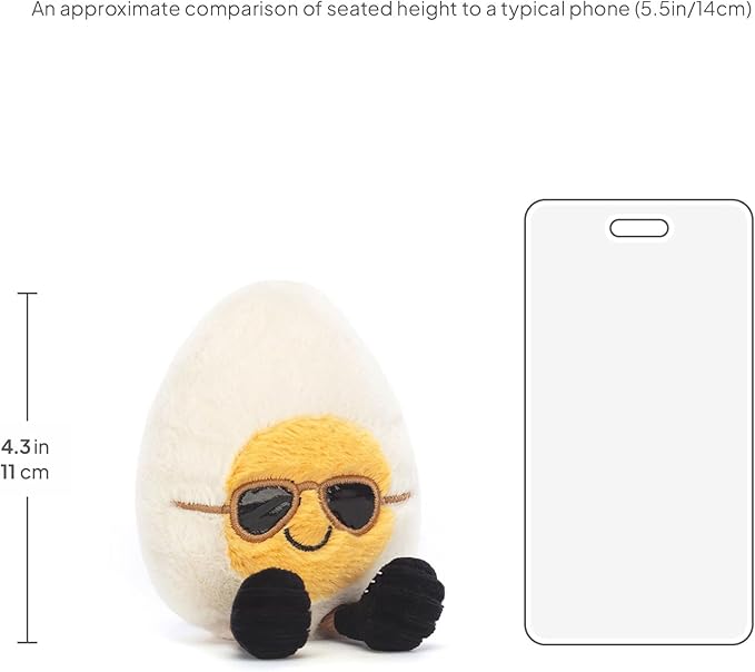 Jellycat Amuseables Boiled Egg Chic Stuffed Toy, Small 5.5 inches - Food Plush - Fun Gift Idea