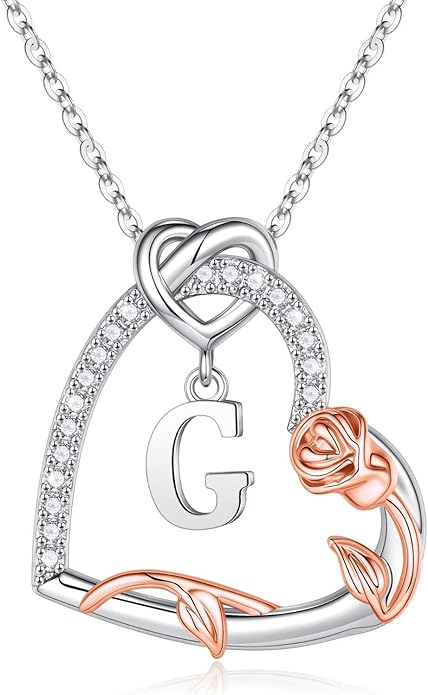 Iefil Valentines Day Gifts for Her- 925 Sterling Silver Heart Initial Necklaces, Anniversary Birthday Gifts, Women Jewelry Gift for Wife Girlfriend Mom Daughter Her