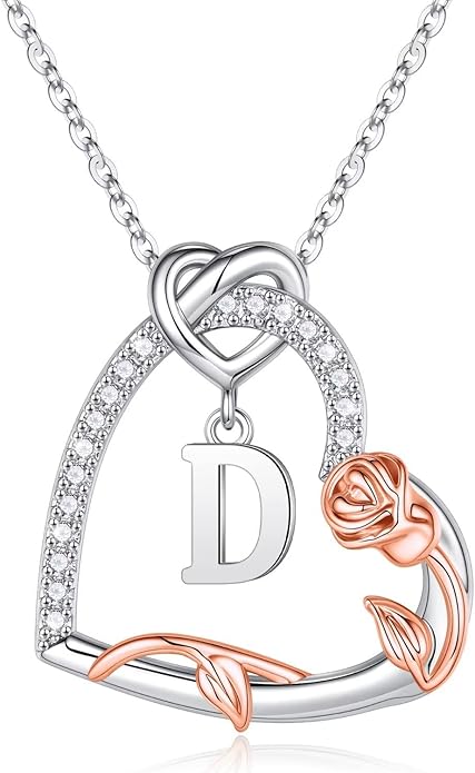 Iefil Valentines Day Gifts for Her- 925 Sterling Silver Heart Initial Necklaces, Anniversary Birthday Gifts, Women Jewelry Gift for Wife Girlfriend Mom Daughter Her