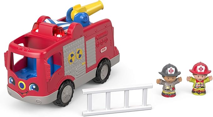 Fisher-Price Little People Toddler Toy Helping Others Fire Truck with Music Lights & Figures for Preschool Pretend Play Kids Ages 1+ Years