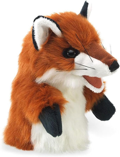 Folkmanis Little Fox Hand Puppet, Red/Dark Brown/White, 8"