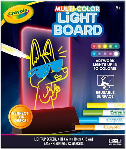 Crayola Multi-Color Light Board, Light Up Drawing Toy, Desk Toy, Doodle Pad, Glow Art, Gifts, Toys Boys & Girls, Ages 6, 7, 8