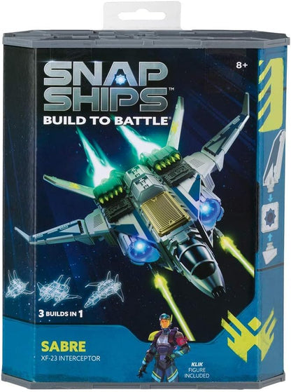 PlayMonster Snap Ships — Sabre XF-23 Interceptor — Construction Toy for Custom Building and Battle Play — Ages 8+