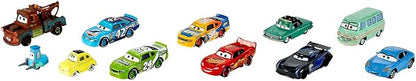 Mattel Disney and Pixar Cars Set of 10 Die-Cast Mini Racers Vehicles, Collectible Set of 1:55 Scale Toy Cars Inspired by Movies