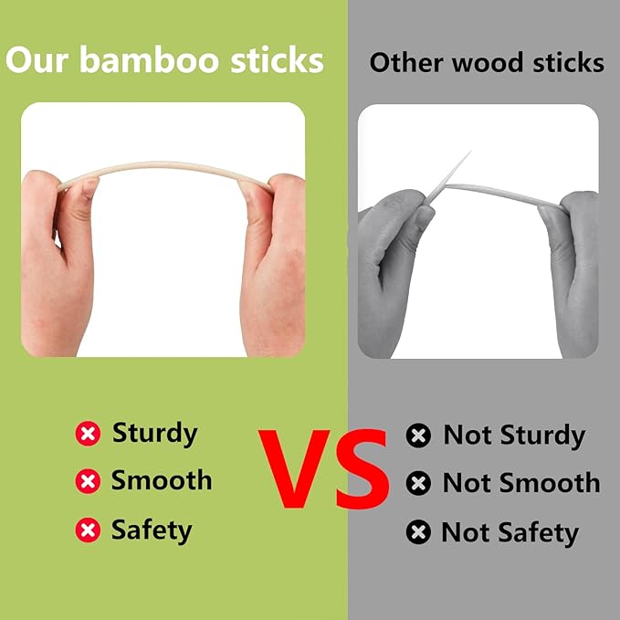 1 x 36 Inch 2 PCS Dowel Rods Wood Sticks Wooden Dowel Rods - Unfinished Bamboo Sticks - for Crafts and DIYers