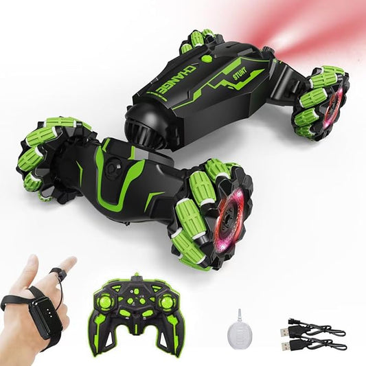 Upgraded Hand Gesture Sensing RC Stunt Car with Lights Music, Spray Fog Gesture RC Car Remote Controll Transformed Car 360° Spins All Terrains Monster Truck for Boys