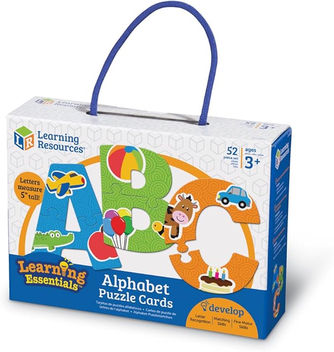 Learning Resources Alphabet Puzzle Cards, Early ABCs, Toddler Puzzle, 26-Self Correcting Puzzles, Alphabet Toys for Toddlers, ABC toys, 52 Pieces, Ages 3+, Multicolor, LER8590