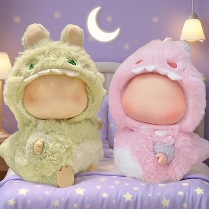 (2-Pack) 17cm Doll Clothes Set, Plush Green Dinosuar and Pink Dinosaur Outfits for 17cm Dolls, Soft and Stylish Dress Up Doll Clothes, Adorable and Cute Clothing with Cozy Texture and Fun Design