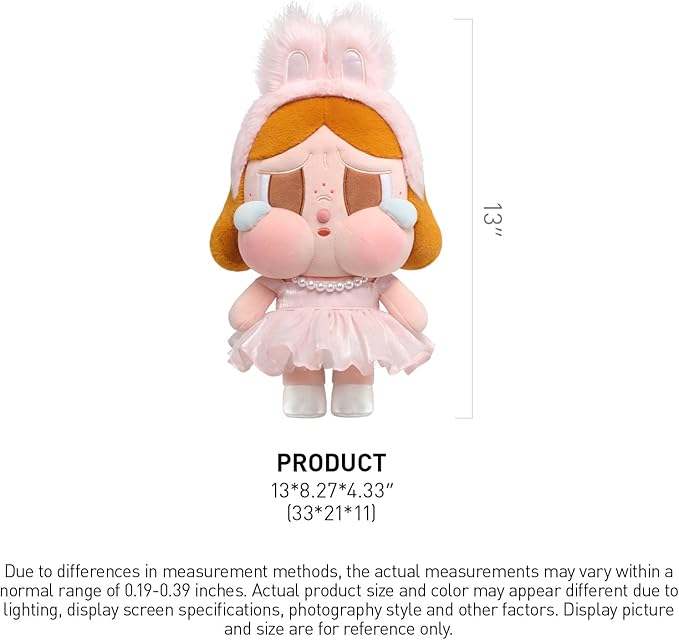 POP MART Crybaby Shiny Shiny Series-Plush Doll (Pink) 13 inches Height, Toys for Modern Home Decor, Collectible Toy Set for Desk Accessories, 1PC