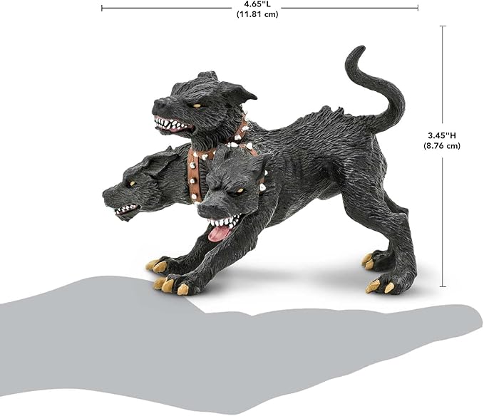 Safari Ltd. Cerberus Figurine - Hand-Painted 4.75" Three-Headed Dog Figure - Fun Educational Toy for Boys, Girls & Kids Age 3+
