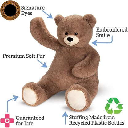 Vermont Teddy Bear Giant Teddy Bear Stuffed Animal - 4 Foot Big Teddy Bear from Giant Cuddle Collection - Collectible Plushies for Kids & Adults - Emotional Support Plush Crafted in The USA