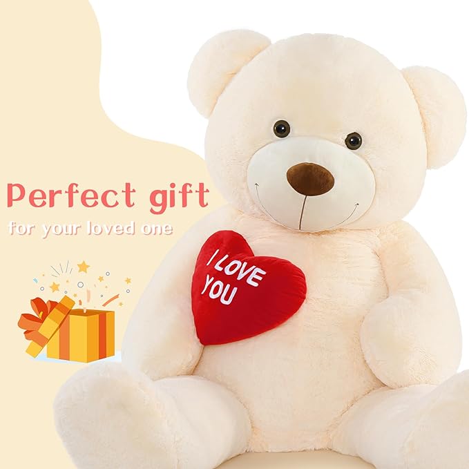 Tezituor Giant Teddy Bear Stuffed Animals 6 Feet - “I Love You”Red Heart Human Size Teddy Bear for Girlfriend,Boyfriend,Birthday,Anniversary,Valentines,or Long Distance