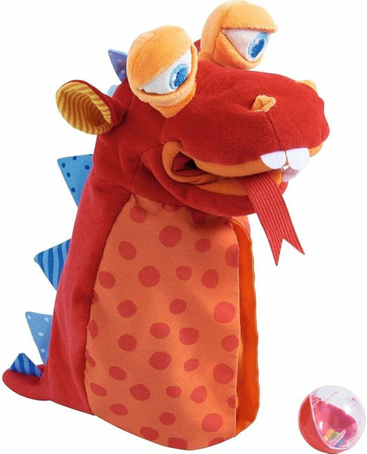 HABA Glove Puppet Eat it Up Dragon - Hand Puppet That Eats Small Objects, Perfect Toddler Toys for Ages 18 Months+, Sensory Hand Puppets, Preschool Toys