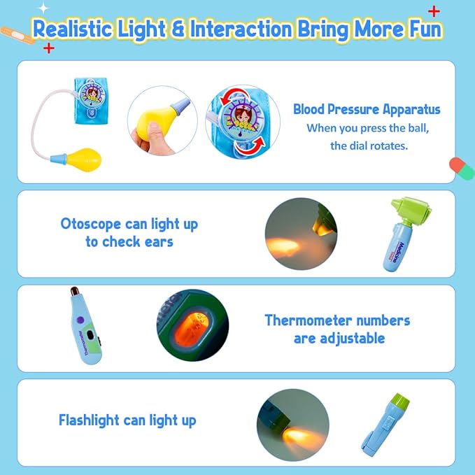 Meland Doctor Kit for Toddlers - Dentist Play Set with Teeth Mold, Dentist Toys & Doctor Dress Up Costume, Toddler Kids Toys for Role Play & Pretend Play, Birthday Gift for Kid 3 4 5 6 Years Old