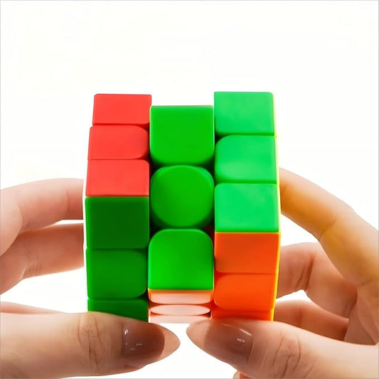 Speed Cube 3x3 Stickerless Smooth Turning Puzzle Box 56MM/2.2inch Educational Magic Cubes for Beginners Keeping Kids Busy Fidget Toy for Adults Colorful Design Gift Exercise Hand-Eye Coordination