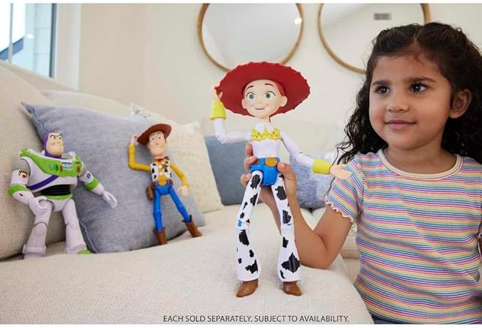 Mattel Disney and Pixar Toy Story Large Action Figure, Posable Jessie Collectible in Signature Cowgirl Look with Removable Hat, 12-inch Scale