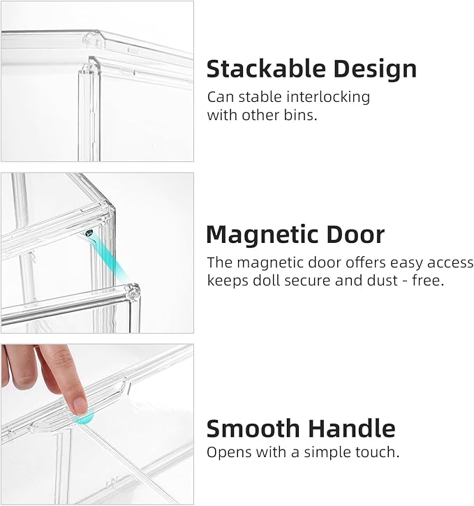 2 Pack Display Case Compatible with Labubu POP MART, Acrylic Clear Display Box Shelf for POP MART Labubu Doll