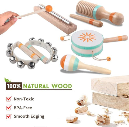 Toddlers Musical Instruments-Baby Montessori Wooden Musical Toys for Toddlers 1-3 Year Old,Kids Percussion Instruments Toy for Preschool Kids,Christmas Birthday Gift for Baby Boys Girls
