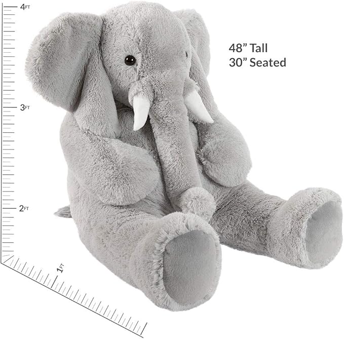 Vermont Teddy Bear Giant Elephant Stuffed Animal – 4 Foot Big Stuffed Elephant Plush from Giant Cuddle Collection Collectible Plushie for All Ages – Finished in The USA
