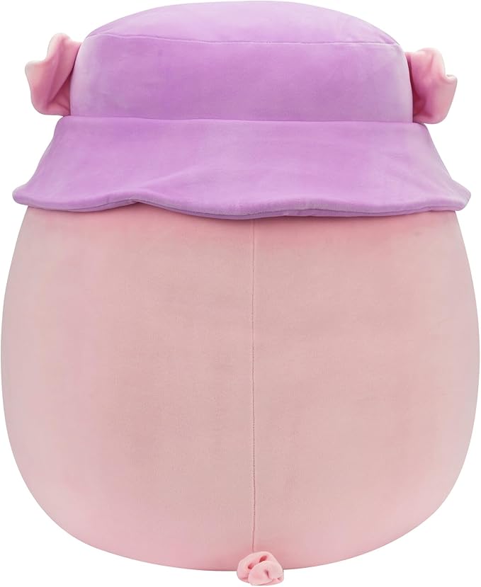 Squishmallows Original 20-Inch Peter Pig with Purple Bucket Hat and Coconut Drink - Official Jazwares Jumbo Plush