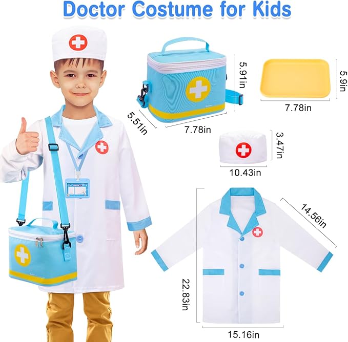 Meland Doctor Kit for Toddlers - Dentist Play Set with Teeth Mold, Dentist Toys & Doctor Dress Up Costume, Toddler Kids Toys for Role Play & Pretend Play, Birthday Gift for Kid 3 4 5 6 Years Old
