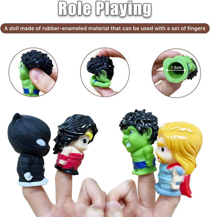 Superhero Finger Puppets, 5 Pcs Figures Finger Puppets Toys Set, Cute Bath Party Favors Easter Eggs Pinata Goodie Bag Fillers for Kids Girls Boys (Coloruful-L)